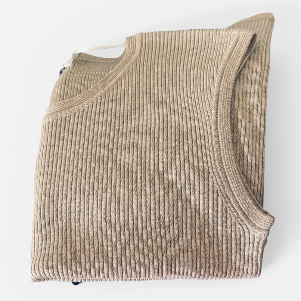 Calvin Klein Ribbed Knit Scarf Gray Gold Logo Soft Winter Wrap - Picture 3 of 5